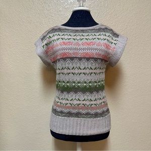 Outback Red Knit Sweater Blouse Size S Short Sleeved Wool Blend career Office